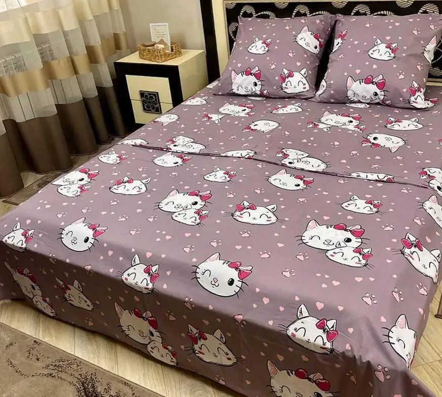 Дитячий полуторний комплект з 1 наволочкою, принт: Хеллоу Кітті